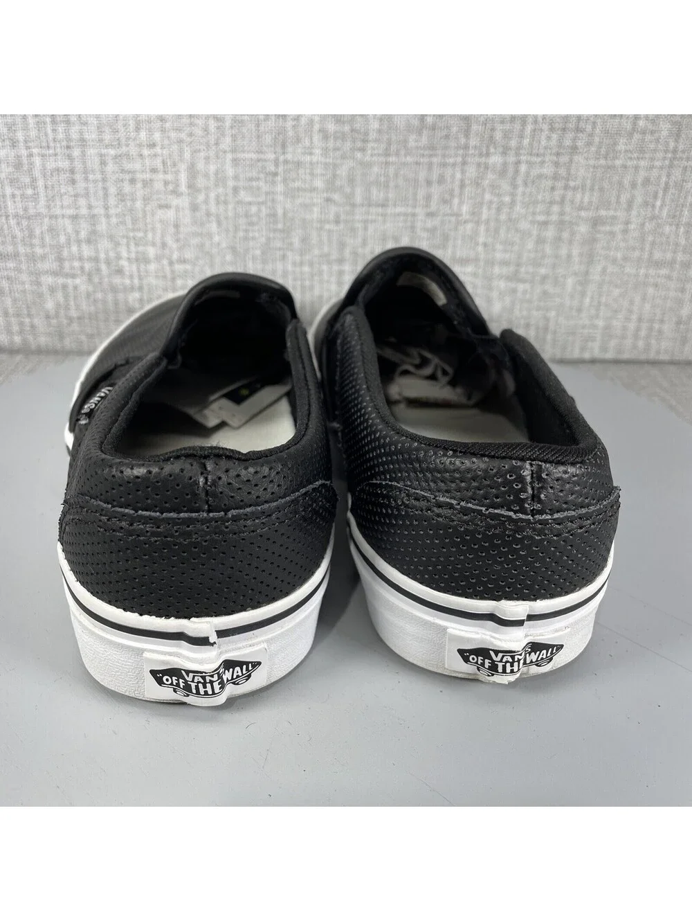 Vans Asher Perforated Slip On Sneaker Shoes Skate Loafers Black Size 6.5